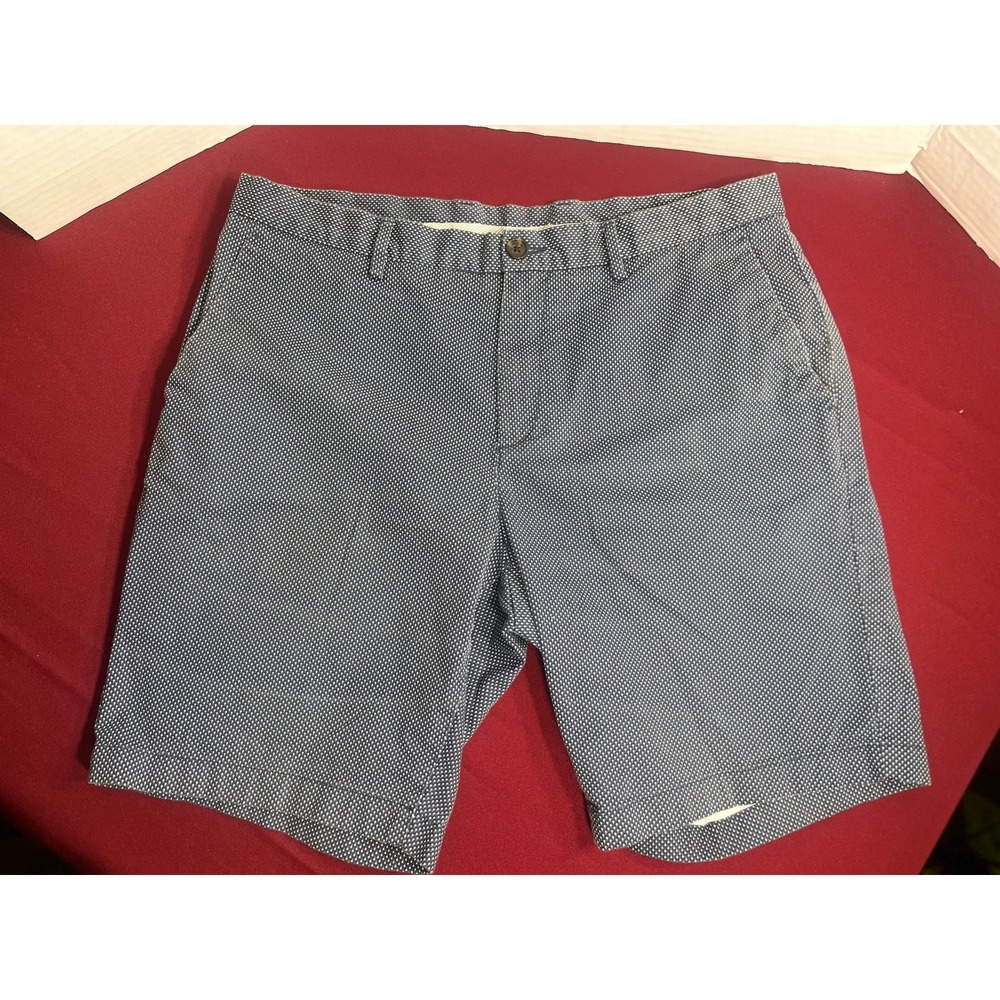 Michael Kors Mens Shorts Size 34 Blue White Micro Dot Geometric Casual Golf